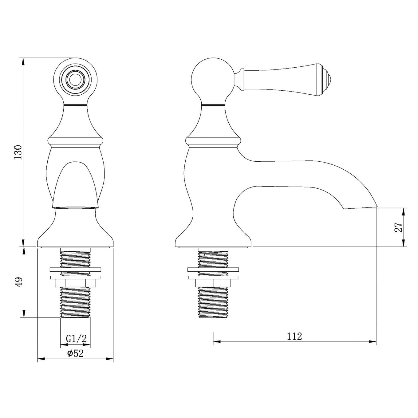 Warwick Brushed Gold Basin Pillar Taps