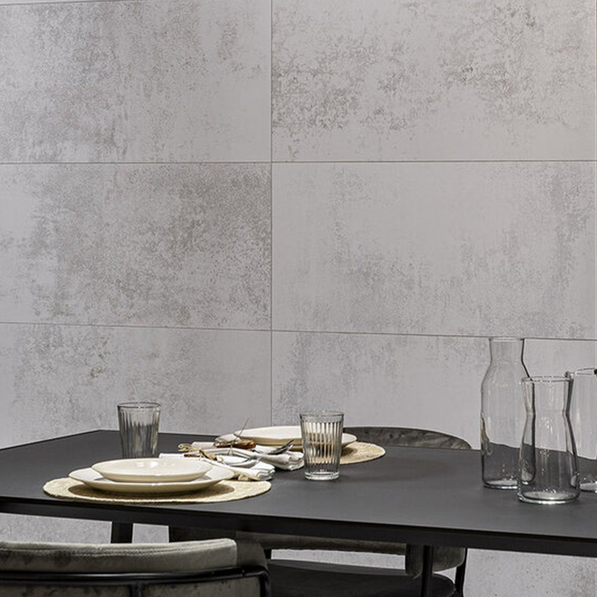Swindon White Concrete Semi-Polished Porcelain Tile 448x898mm