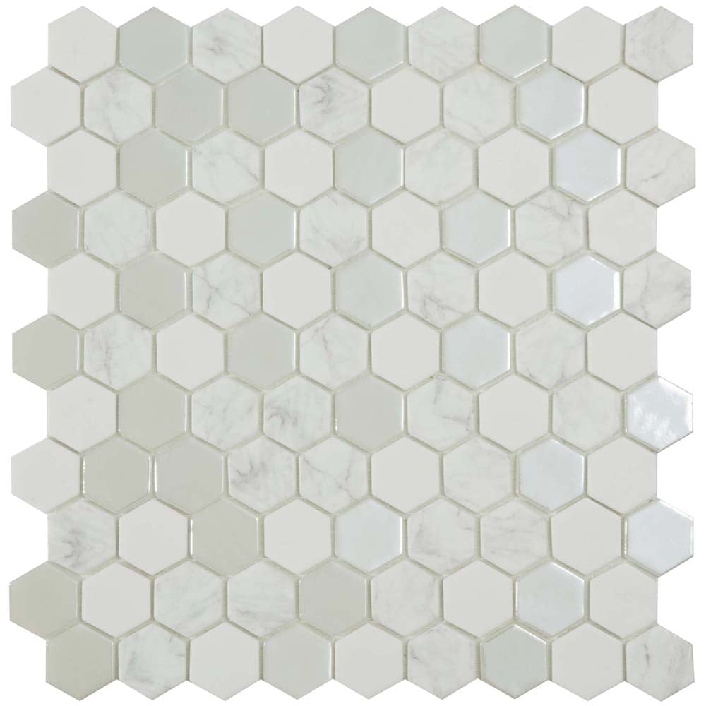 Alcor Matt White Snow Marble Mosaic 307x317mm