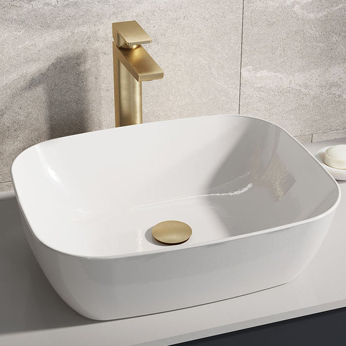 Zena Brushed Gold Tall Basin Mixer Tap
