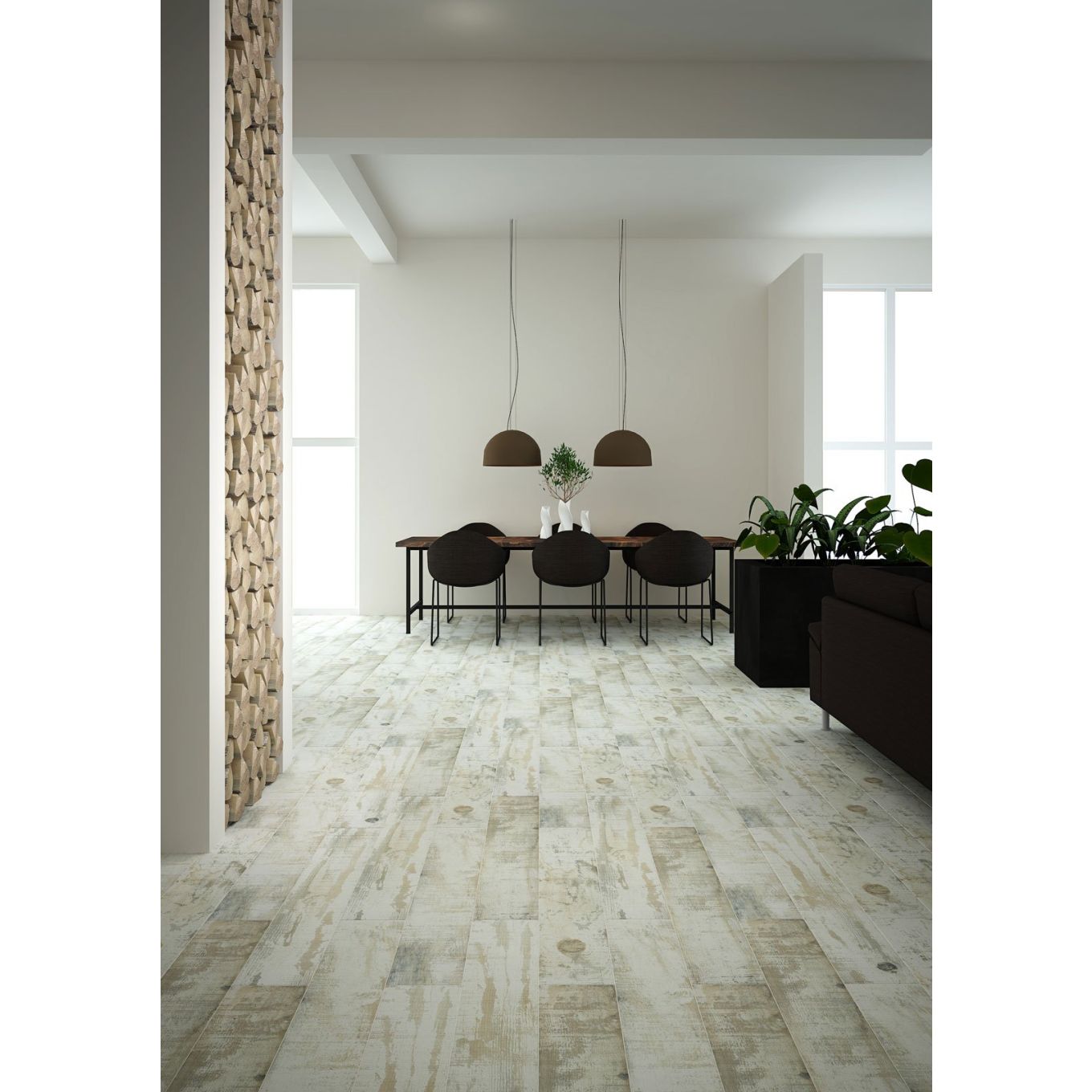Rex White Wash Wood Effect Tile 150x900mm