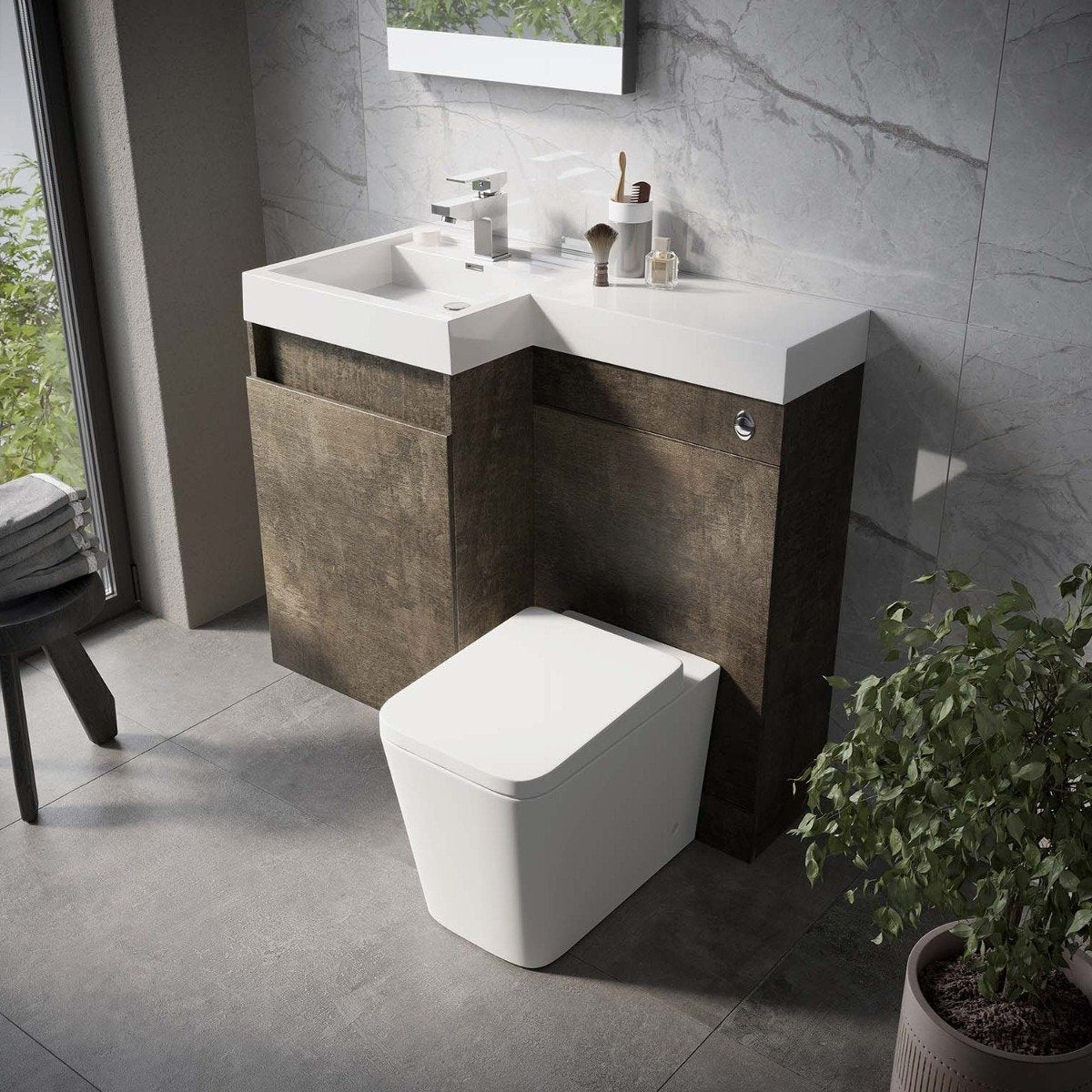 Summers Metallic Left Hand Combination Vanity Basin and WC Unit 900mm