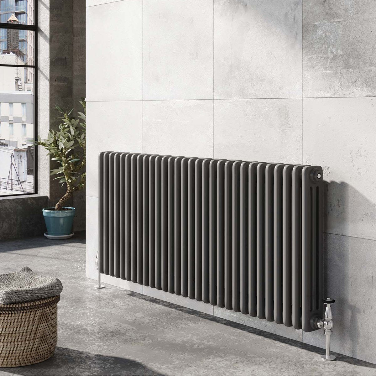 Upton Grey Triple Horizontal Column Radiator 600x1190mm