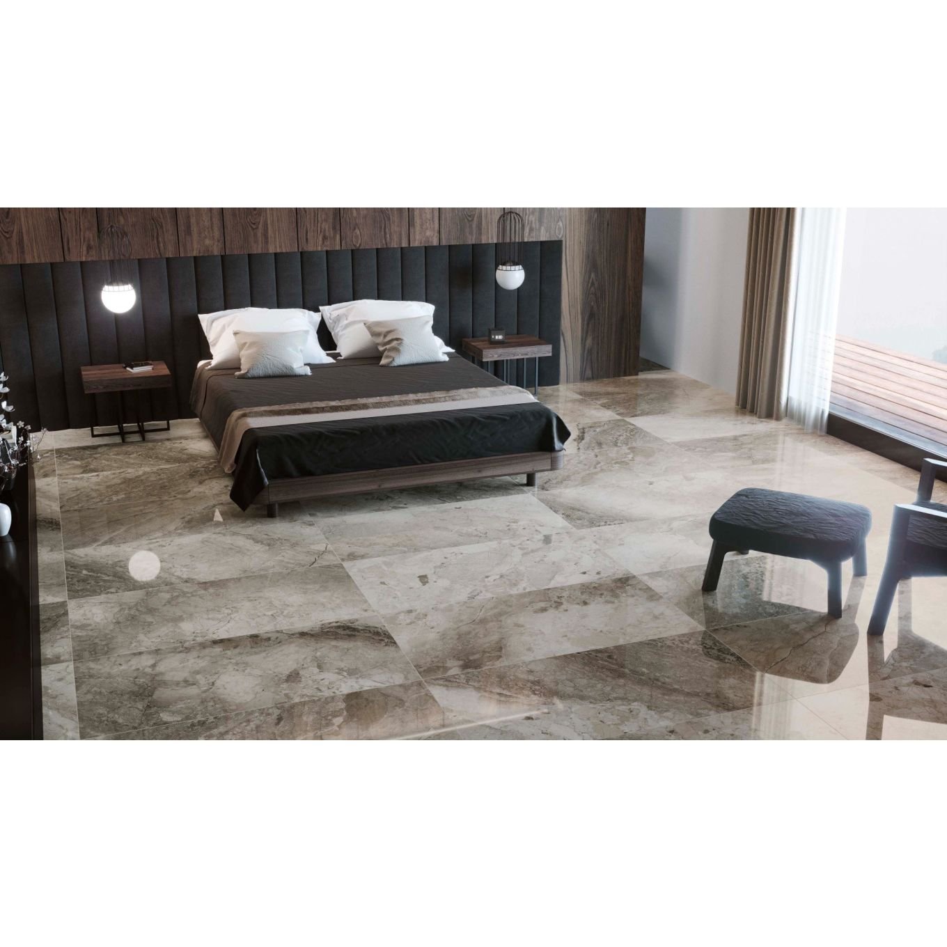 Delilah Mocha Gloss Porcelain Tile 600x1200mm