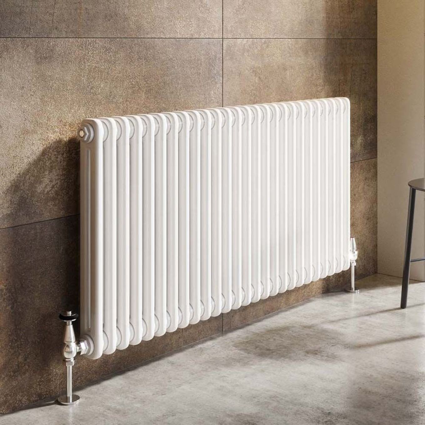 Upton White Double Horizontal Column Radiator 600x605mm