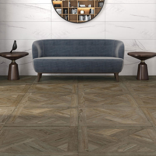 Pinkman Umber Wood Effect Matt Porcelain Tile 900x900mm