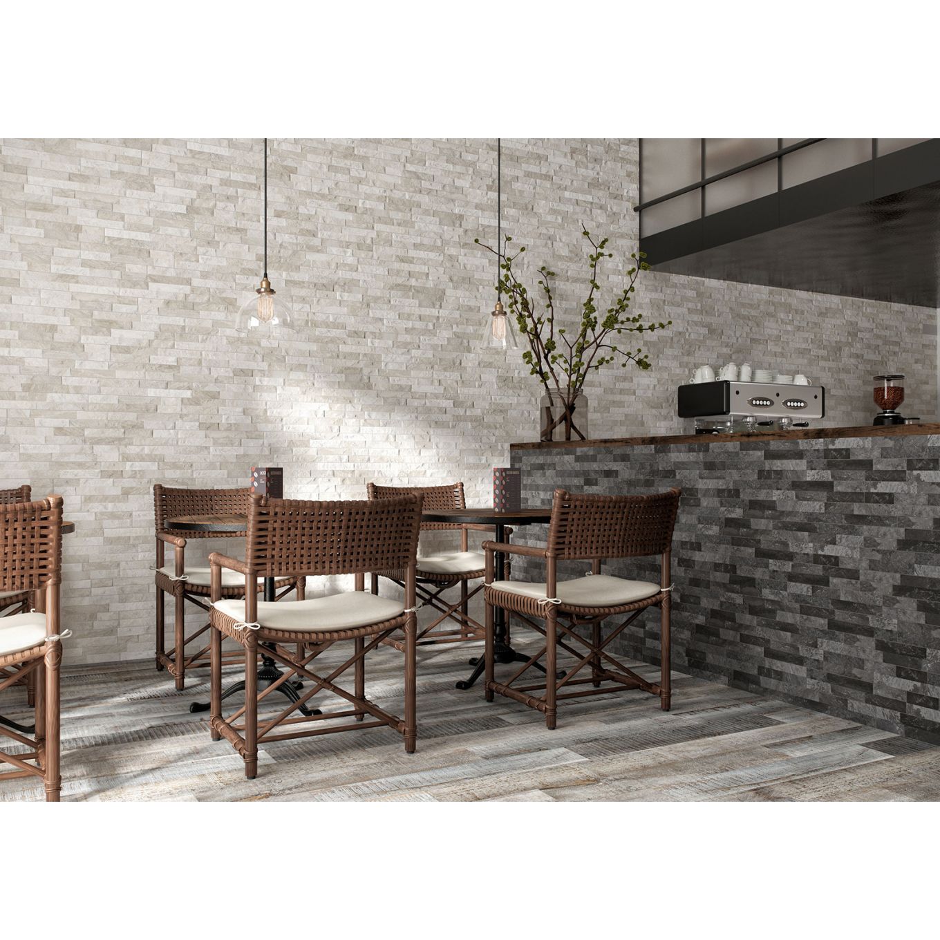 Odessa Grey Brick Effect Porcelain Tile 80x442mm