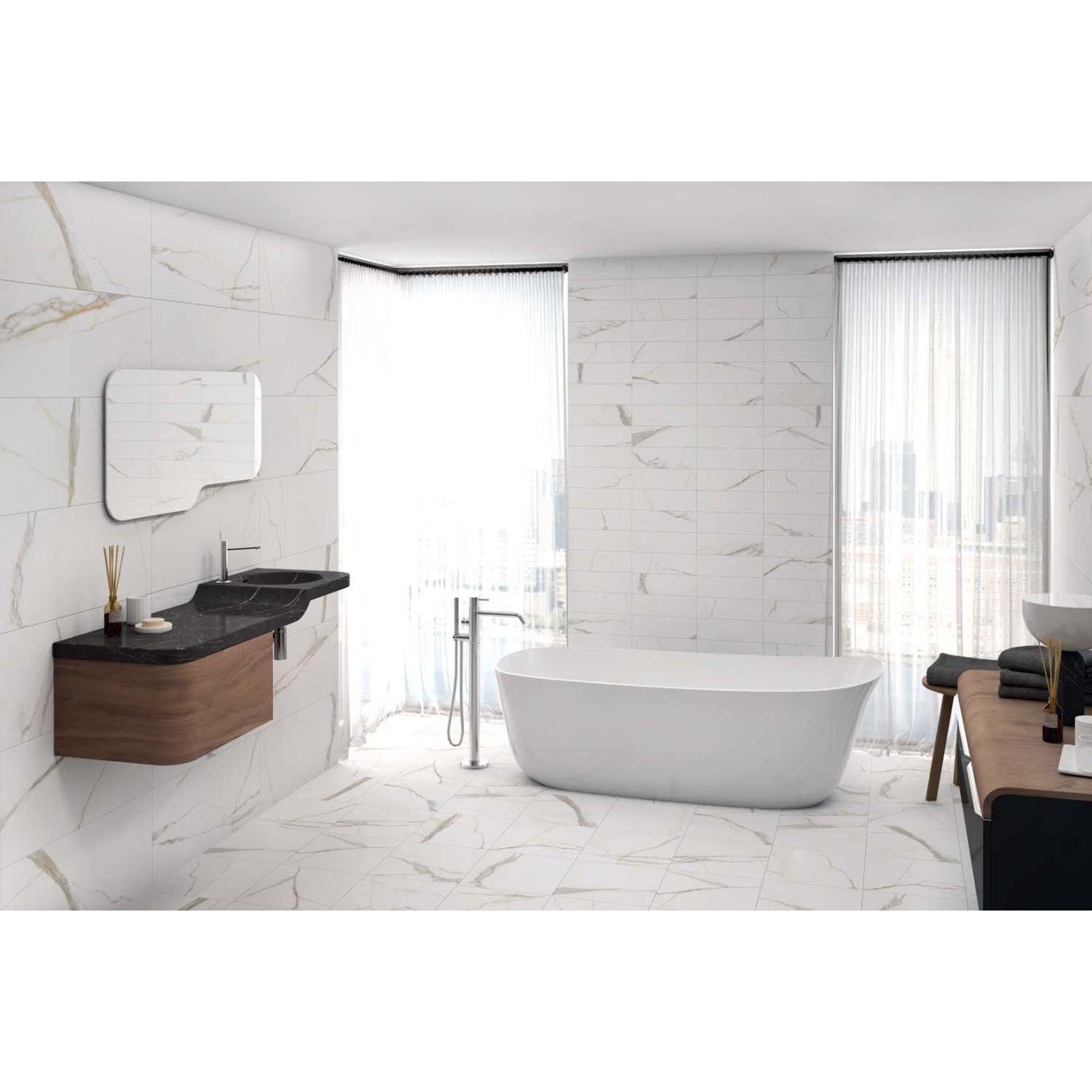 Corvette Gold Marble Matt Porcelain Tile 333x650mm