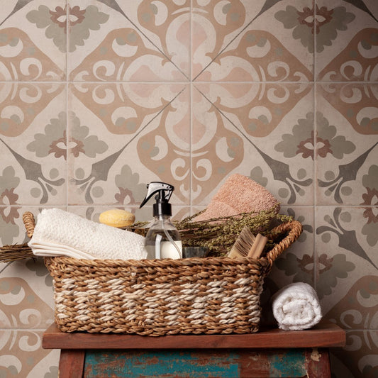 Rome Clay Matt Porcelain Patterned Tile 223x223mm