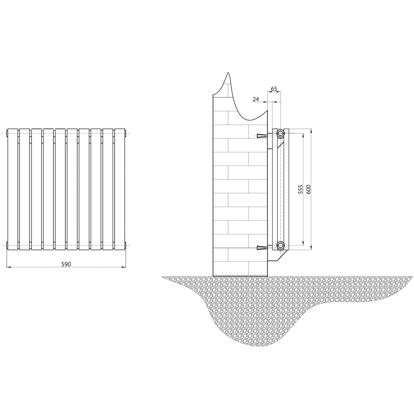 Islington White Double Horizontal Radiator 600x590mm