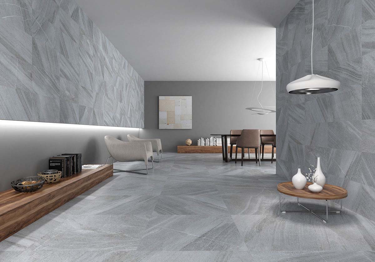 Cave Gris Stone Effect Indoor Porcelain Tile 600x600mm