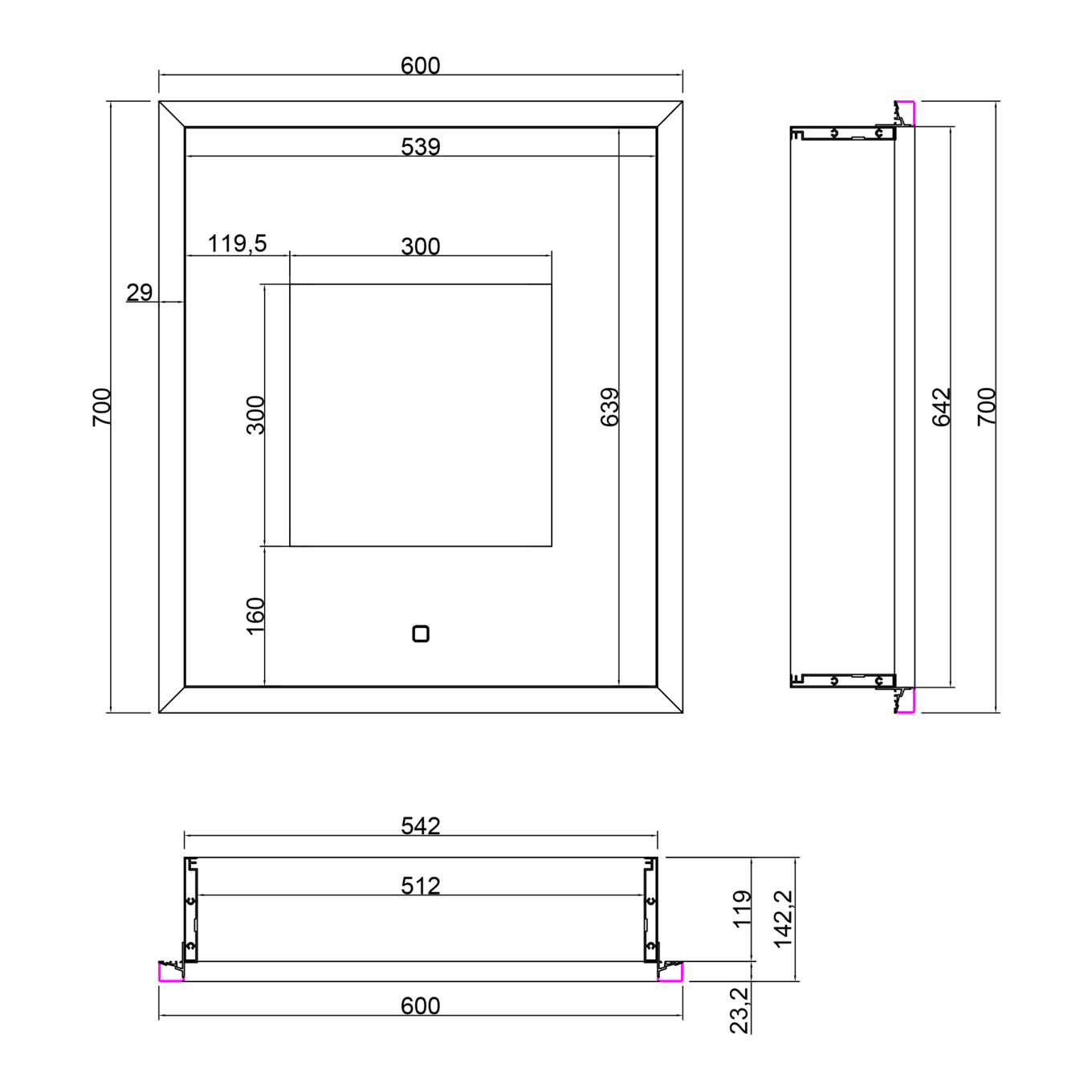 Accent LED Mirrored Wall Single Cabinet with Dual Lighting 600x700mm