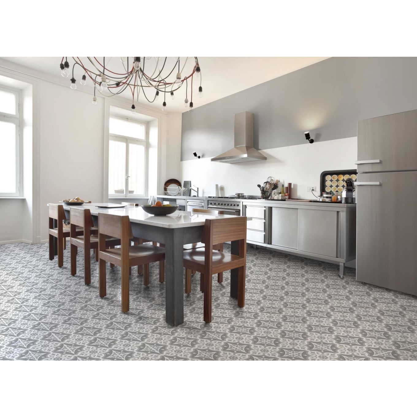 Chard Grey Ornate Ceramic Tile 450x450mm