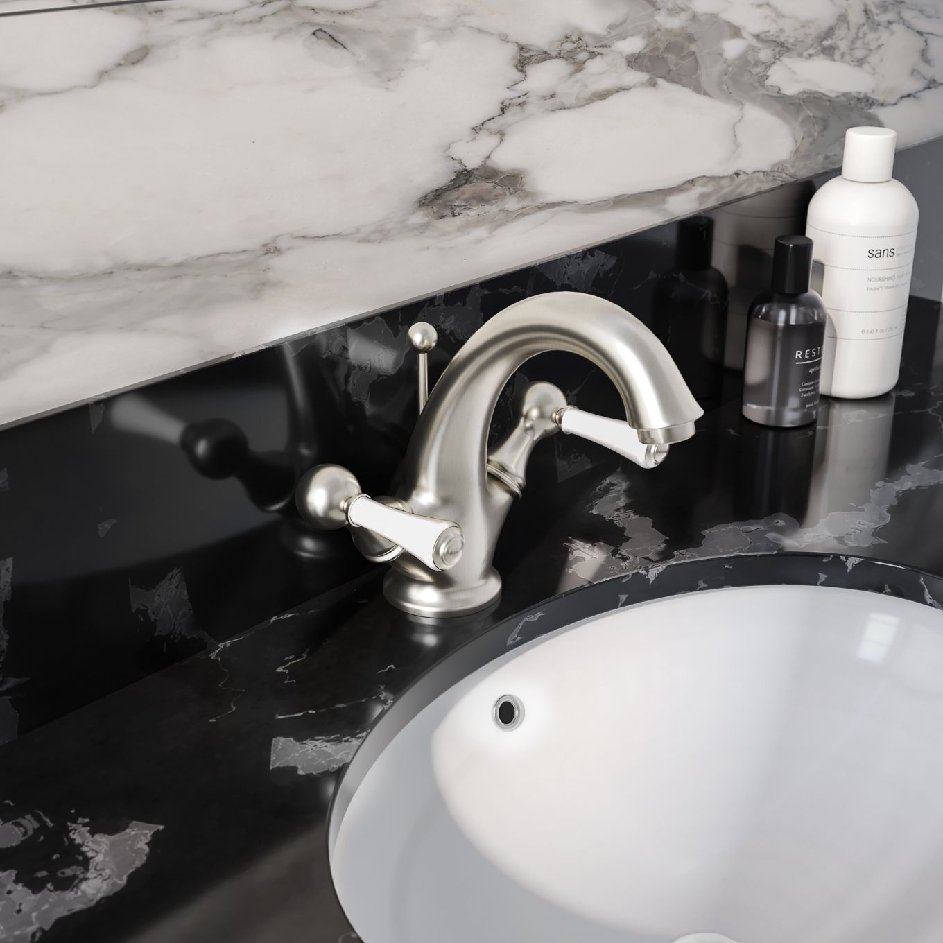 Warwick Brushed Nickel Traditional Basin Mono Tap