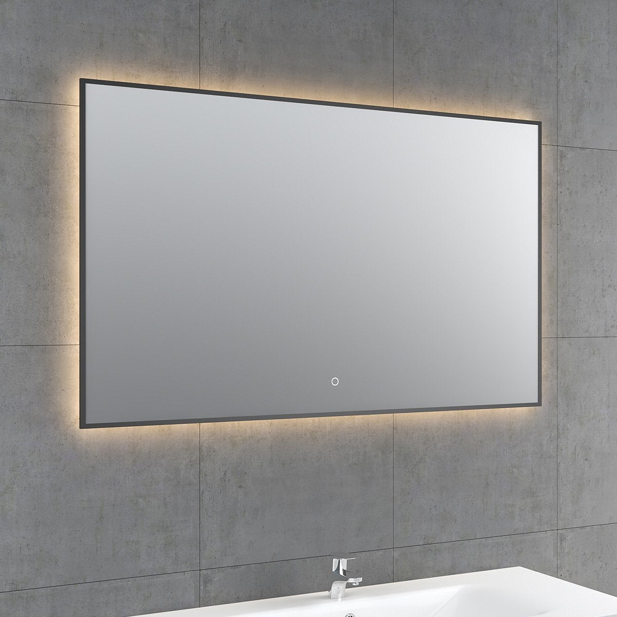 Rione Rectangular Black Backlit LED Mirror 1200x550mm