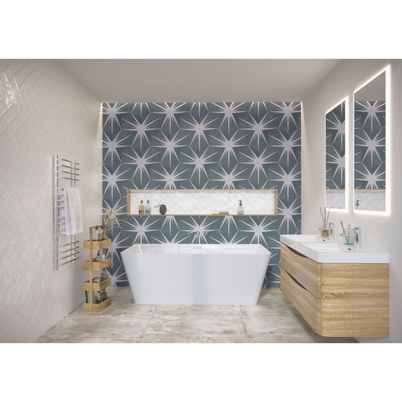 Lotus Hex Matt Green Hexagon Porcelain Tile 198x228mm