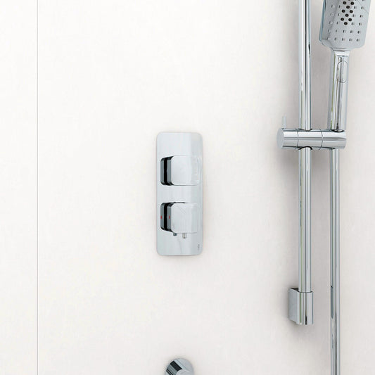 Quadro soft square shower valve – 2 handle, dual outlet – Chrome