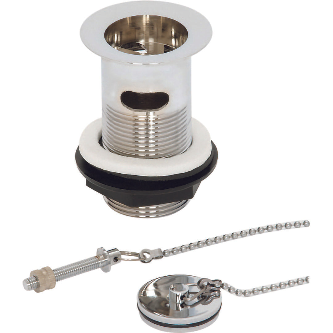 Elegant Haven Chrome Slotted Basin Waste With Chain And Metal Plug