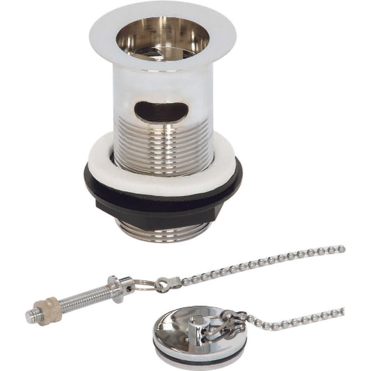 Elegant Haven Chrome Slotted Basin Waste With Chain And Metal Plug