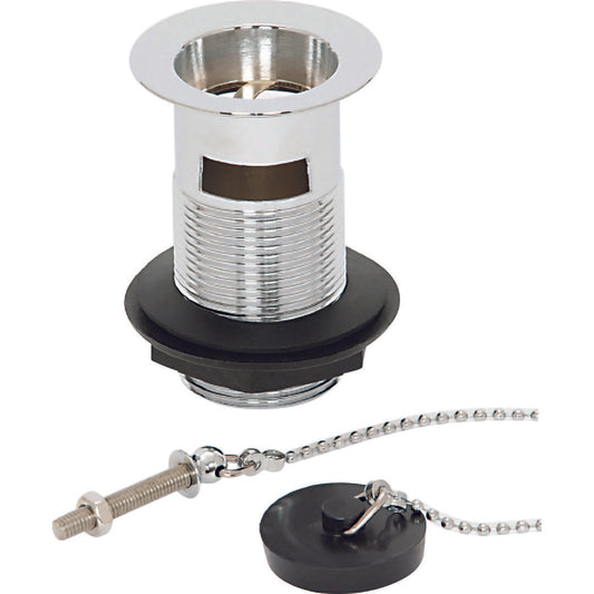 Elegant Haven Chrome Slotted Basin Waste With Chain And Plastic Plug