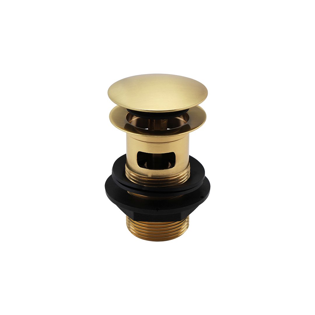 Elegant Haven Brushed Brass Slotted Push Button Basin Waste No Shroud 10