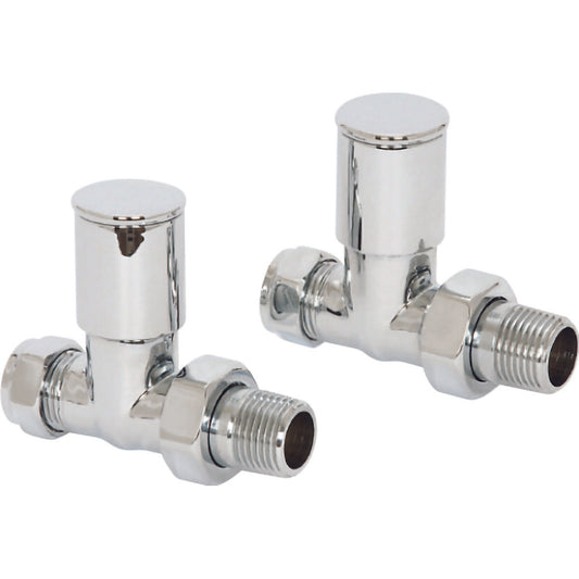 Elegant Haven Round Head Chrome Straight Radiator Valves
