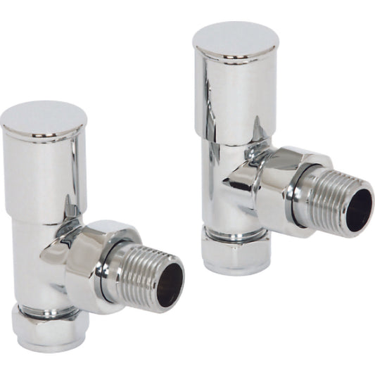 Elegant Haven Round Head Chrome Angled Radiator Valves