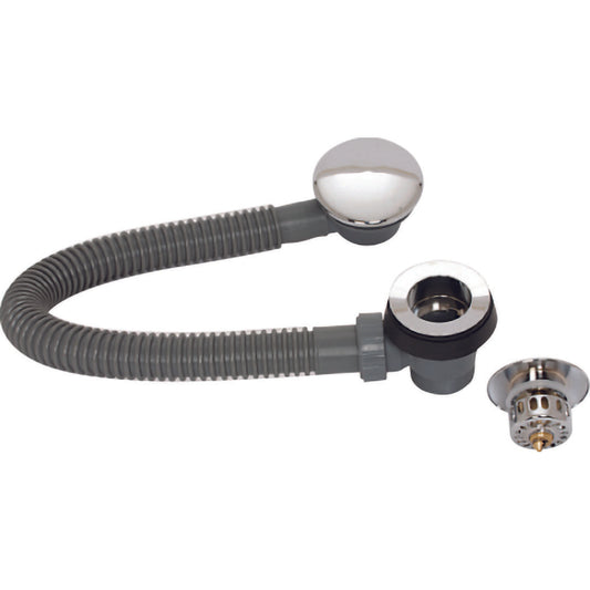 Elegant Haven Chrome Easy Clean Push Button Bath Waste And Extended Overflow 1