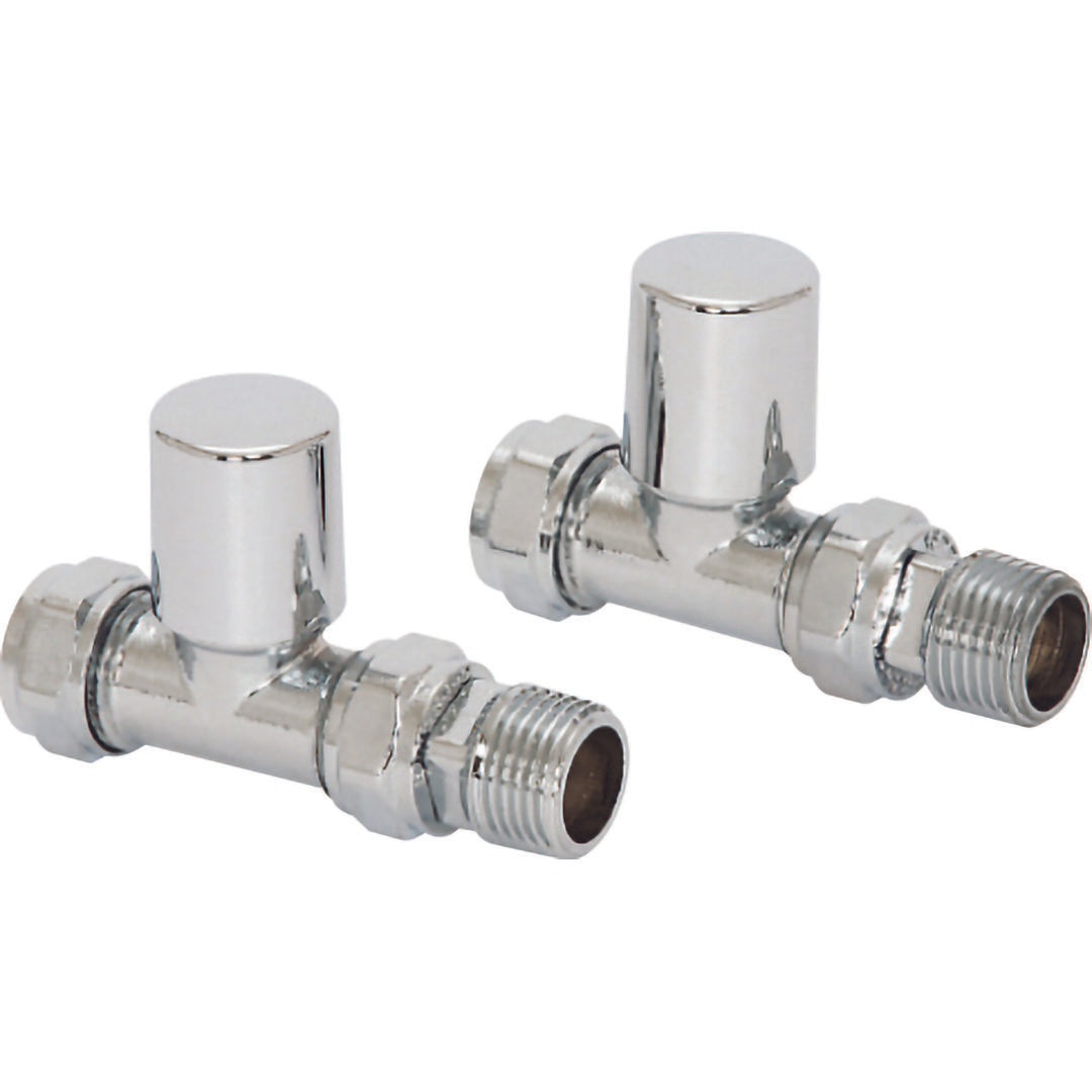 Elegant Haven Round Head Mini Chrome Straight Radiator Valves