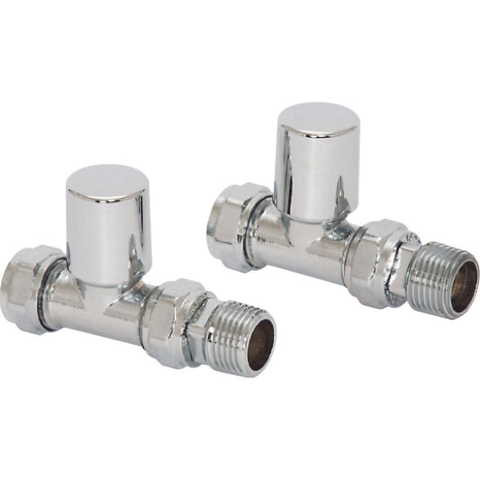 Elegant Haven Round Head Mini Chrome Straight Radiator Valves