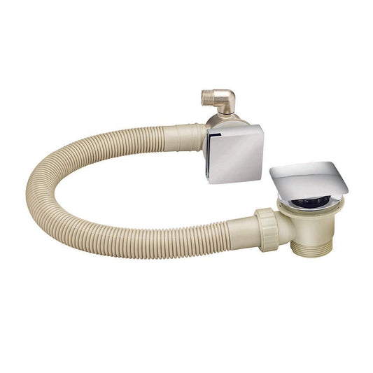 Elegant Haven Square Chrome Bath Waste With Overflow Bath Filler 1