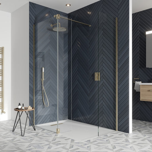 Gallery 10 Corner with Hinged Deflector  - Brushed Brass, Brushed Brass