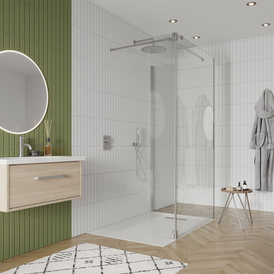 Gallery 10 Glass Corner with Hinged Deflector - Brushed Brass, Brushed Brass