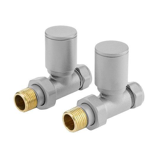 Elegant Haven Round Head Grey Straight Radiator Valves 1