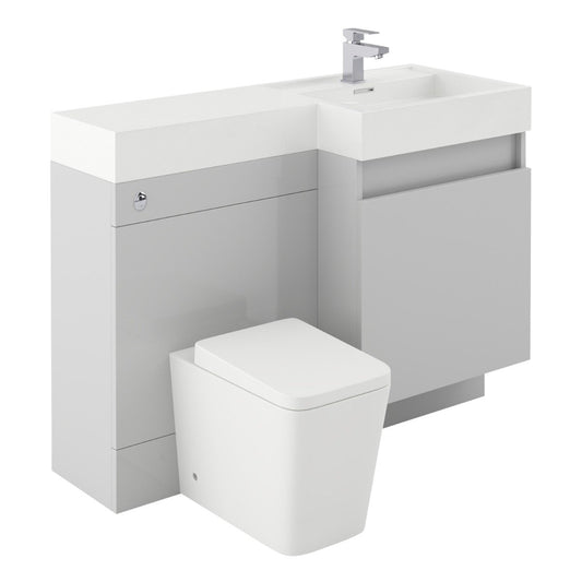 Summers Gloss Light Grey Right Hand Combination Vanity Basin and WC Unit 1200mm