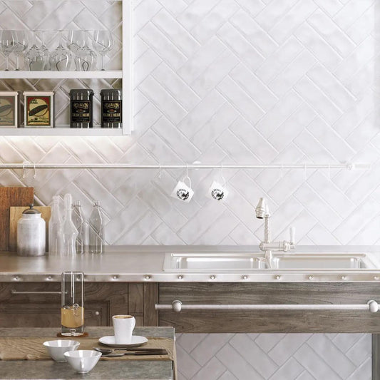 Borneo White Gloss Brick Tile 65x200mm