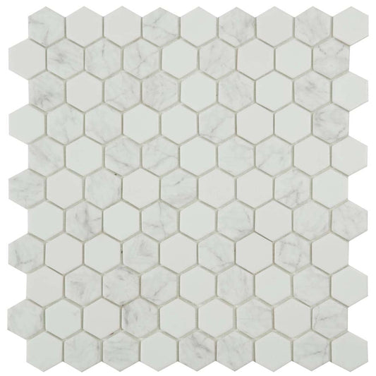 Alcor Matt White Flake Marble Mosaic 307x317mm