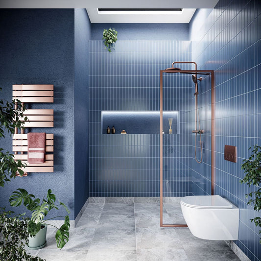 Amien Brushed Bronze Framed Clear Glass Shower Screen 680mm