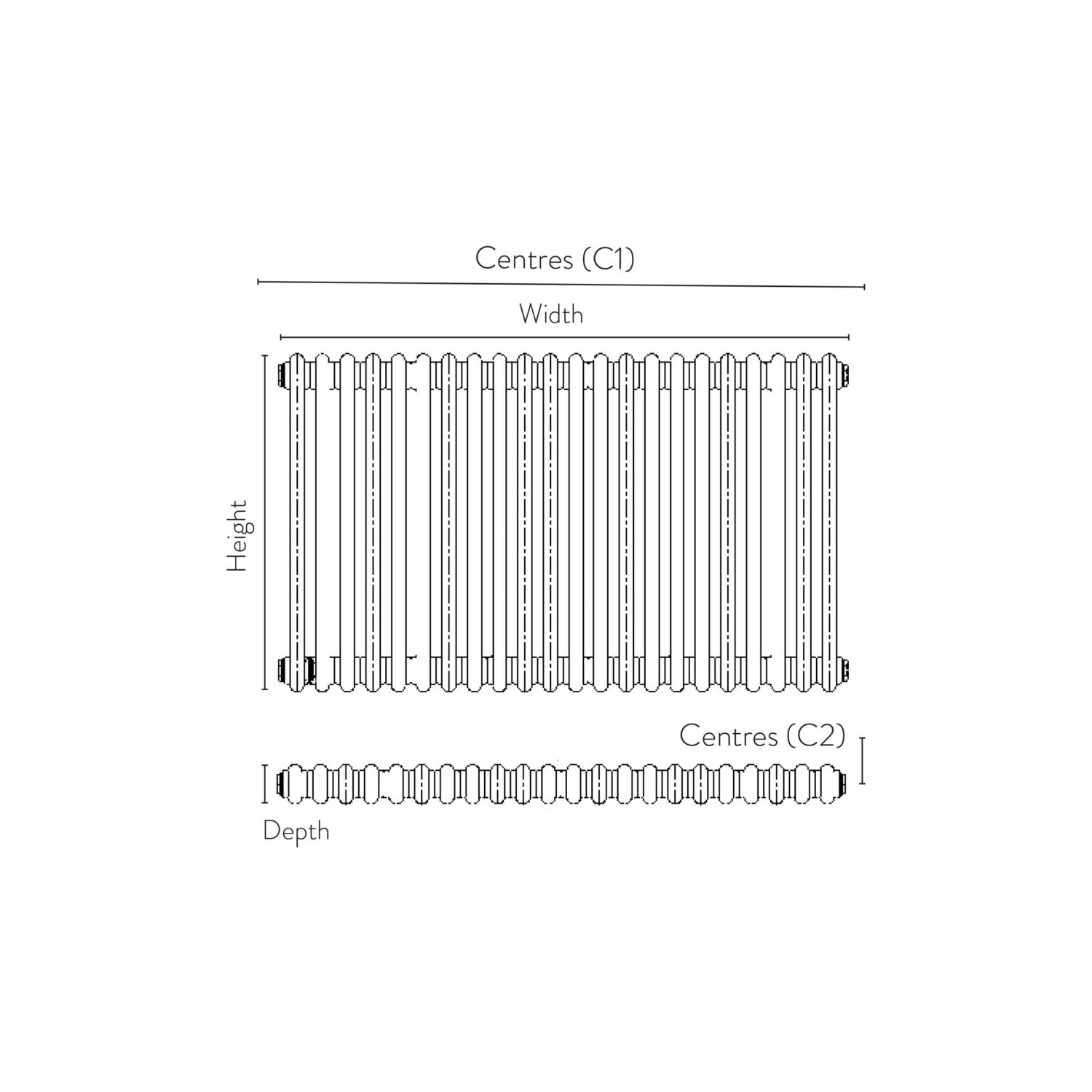 2 Column Horizontal Designer Radiator – 600 X 1190