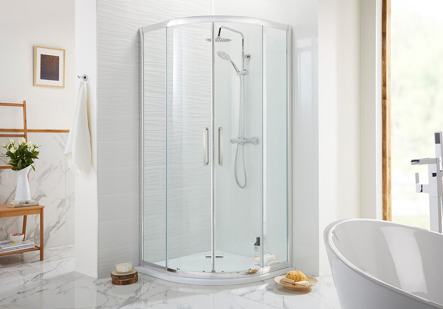 Elegant Haven Cara 1000 X 1000 Chrome Double Door Quadrant Shower Enclosure
