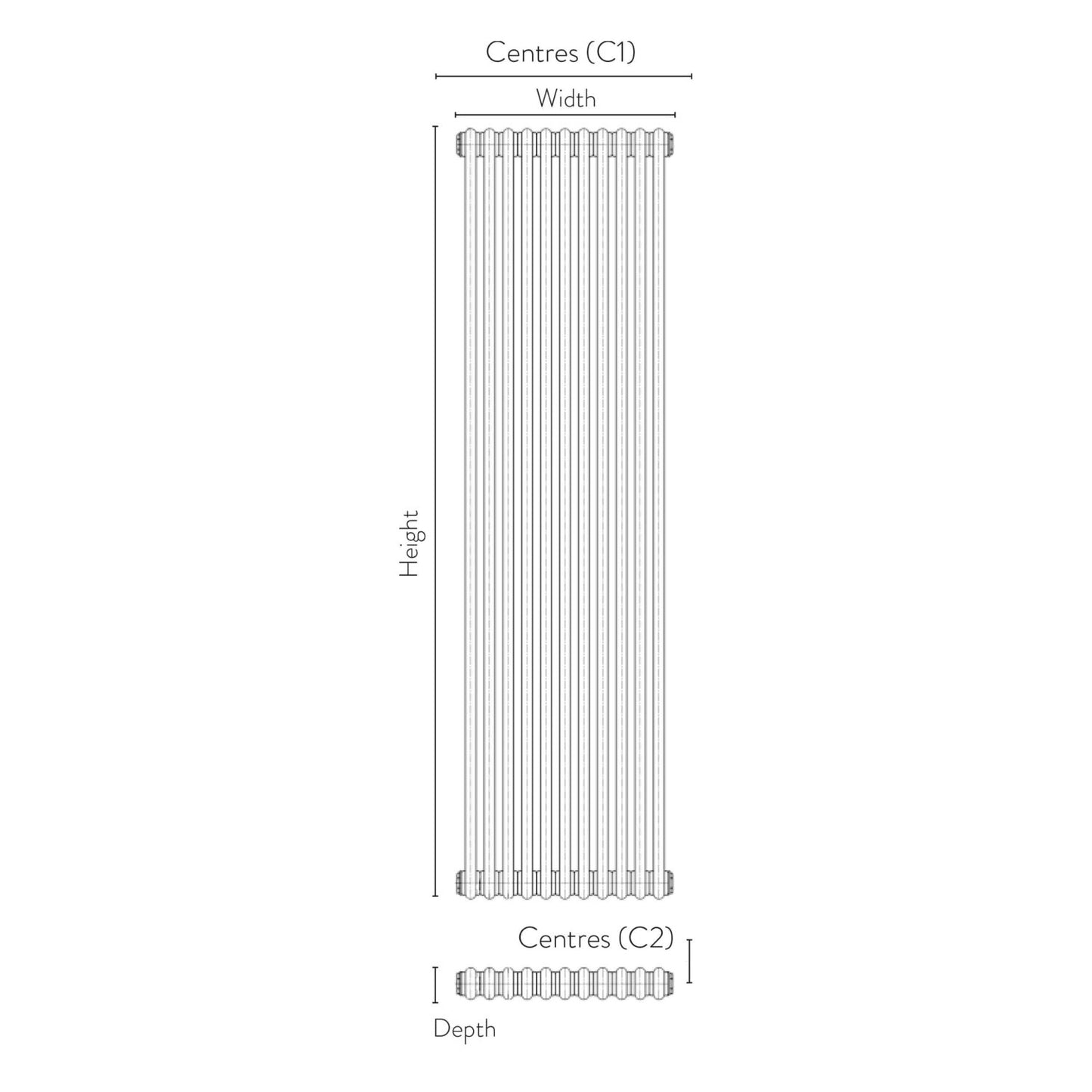 2 Column Vertical Designer Radiator – 1800 X 328