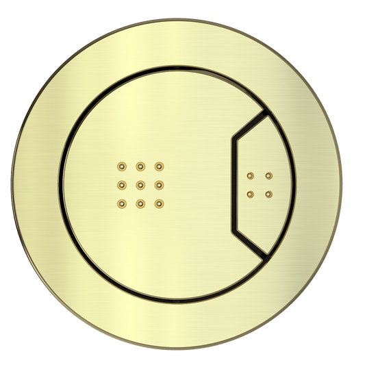 Elegant Haven Wye Skara Round Brushed Brass Pneumatic Push Button 2