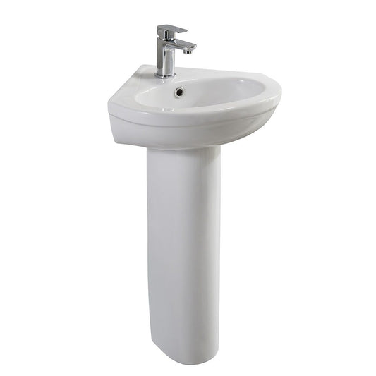 Elegant Haven Skara 330mm 1 Tap Hole Corner Basin And Pedestal 26422-
