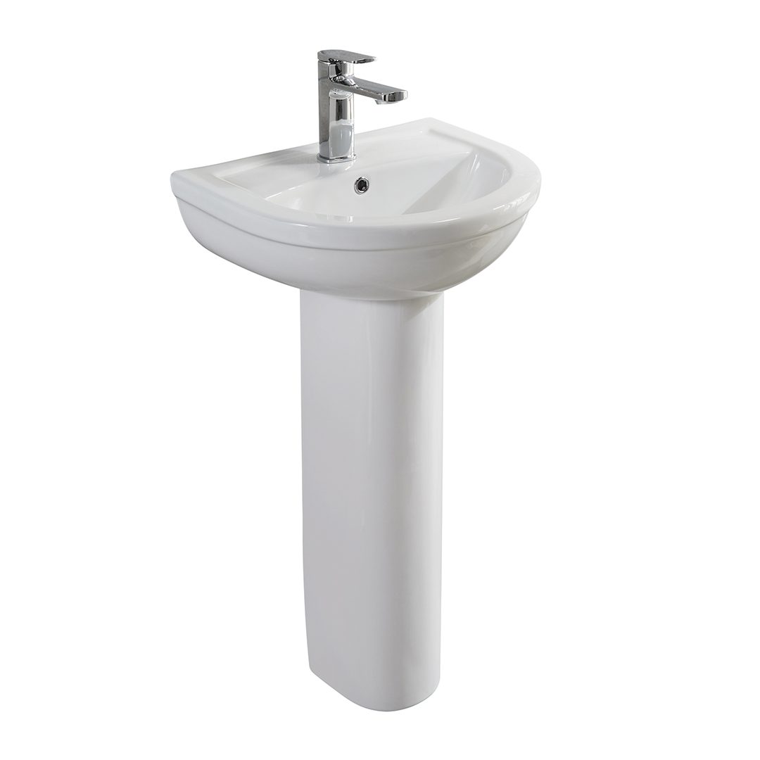 Elegant Haven Skara 450mm 1 Tap Hole Basin And Pedestal 26427-