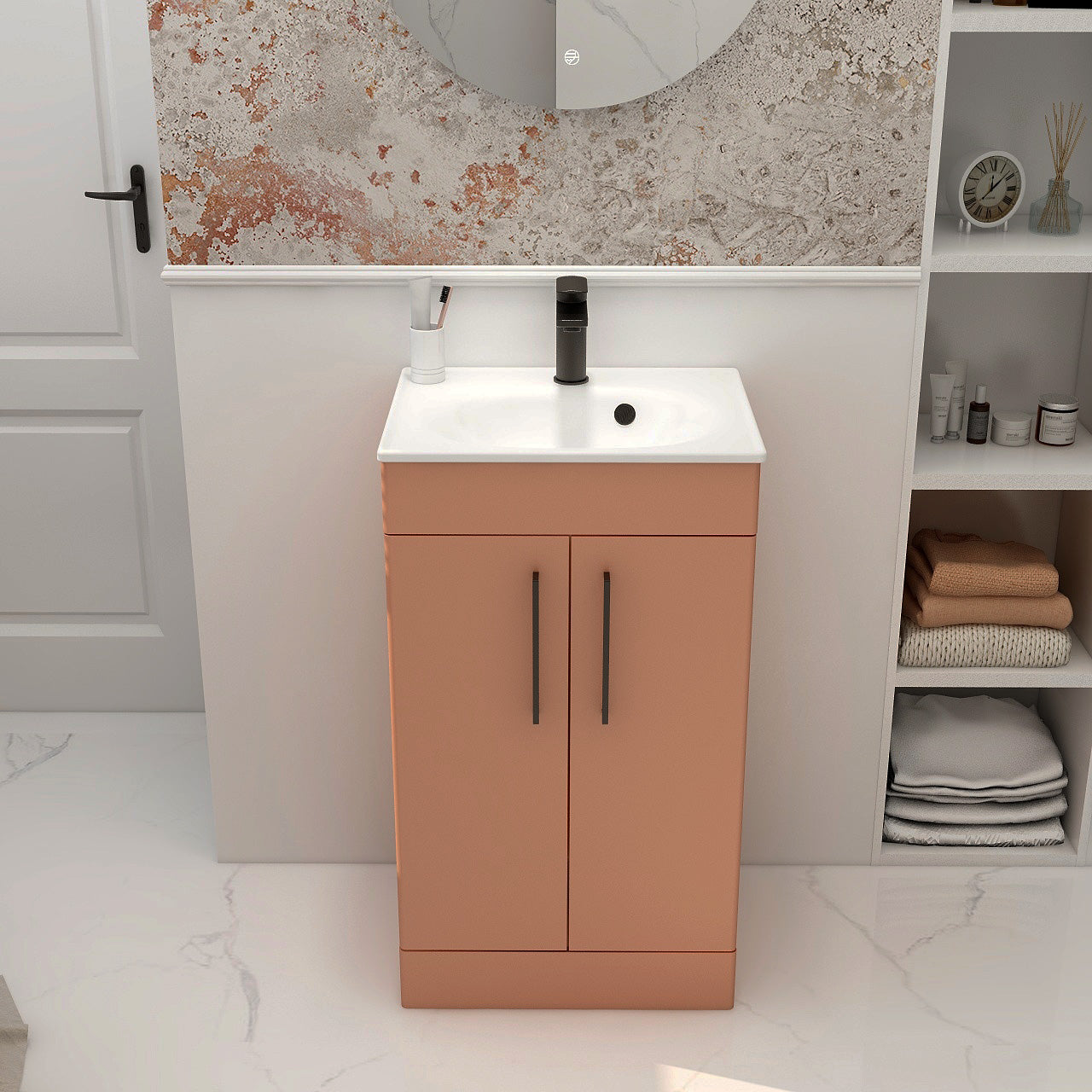 Croma Floor standing double door 500mm cabinet in terracotta