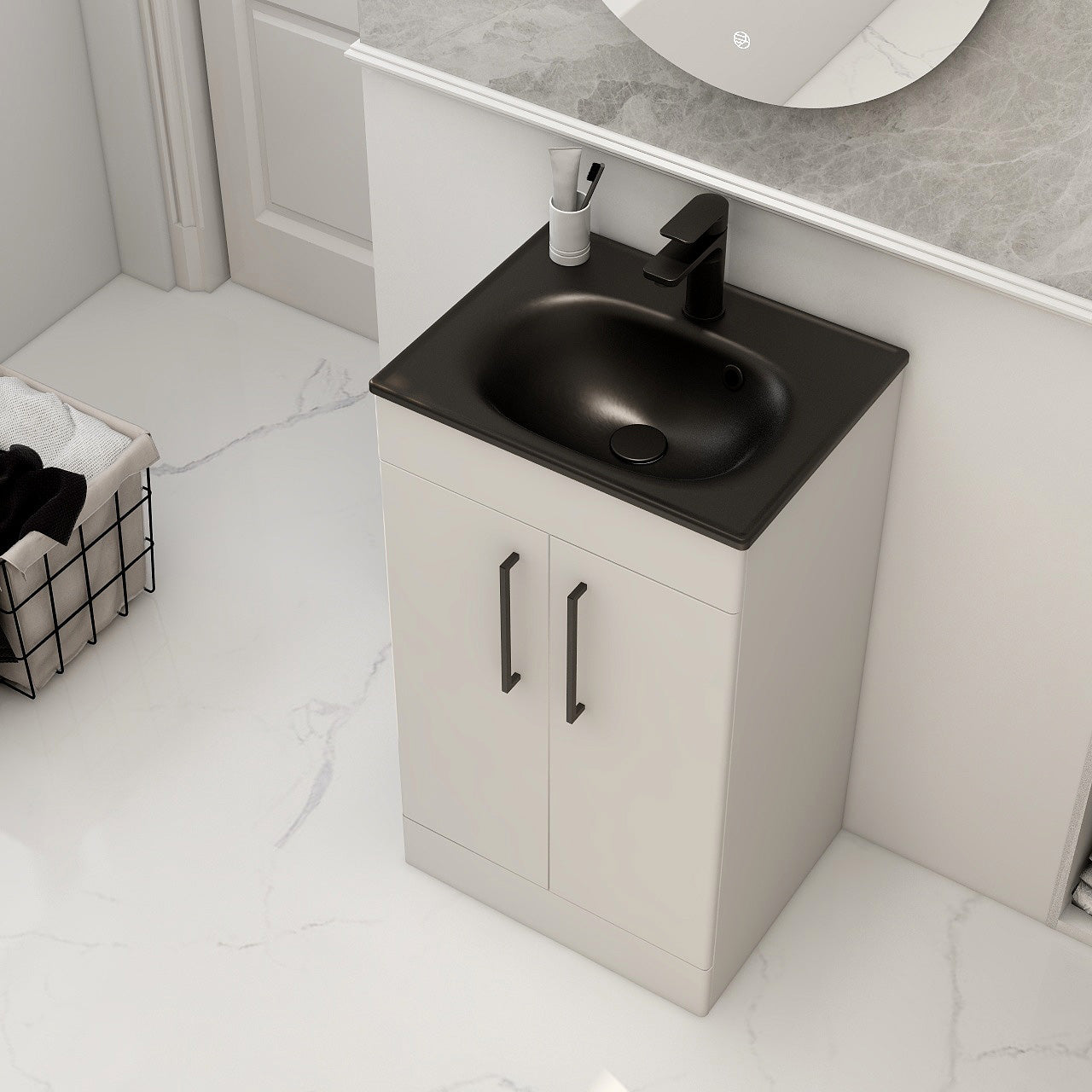 Croma Floor standing double door 500mm cabinet in matt white