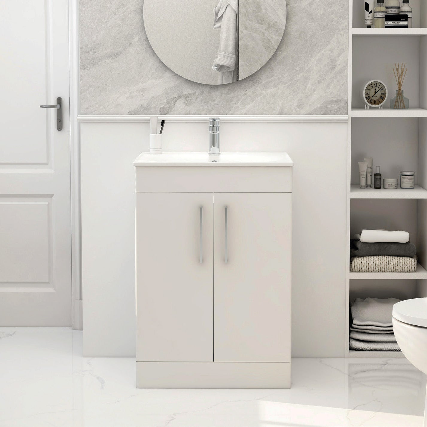 Croma Floor standing double door 500mm cabinet in matt white
