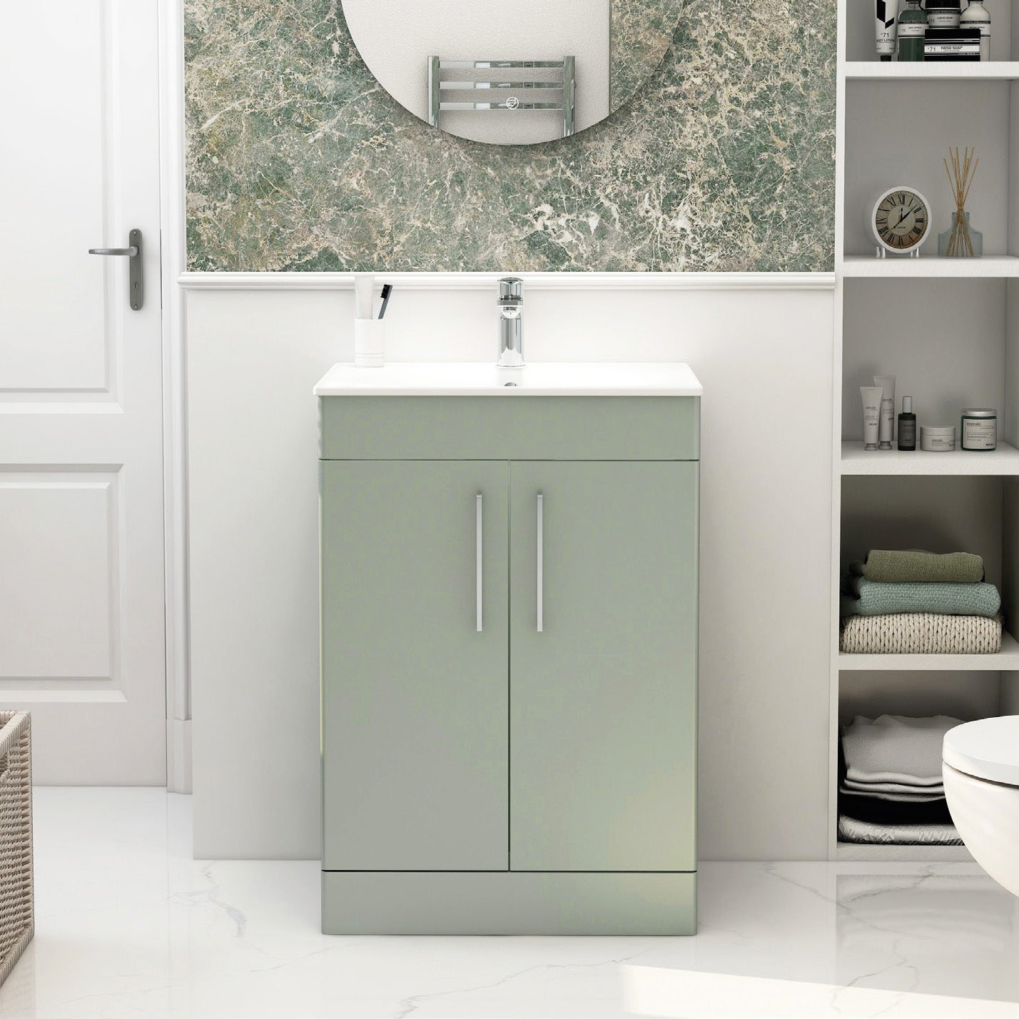Croma Floor standing double door 600mm cabinet in pistachio