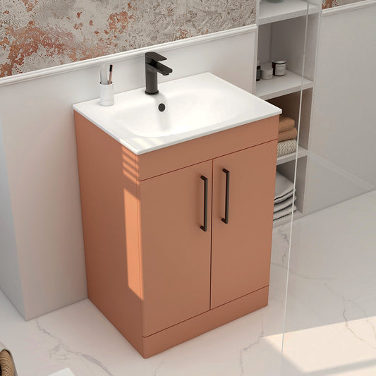 Croma Floor standing double door 600mm cabinet in terracotta