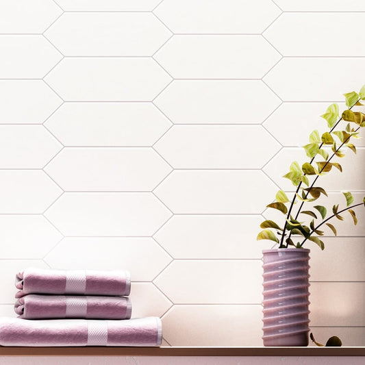 Pixagon White Gloss Ceramic Tile 100x300mm